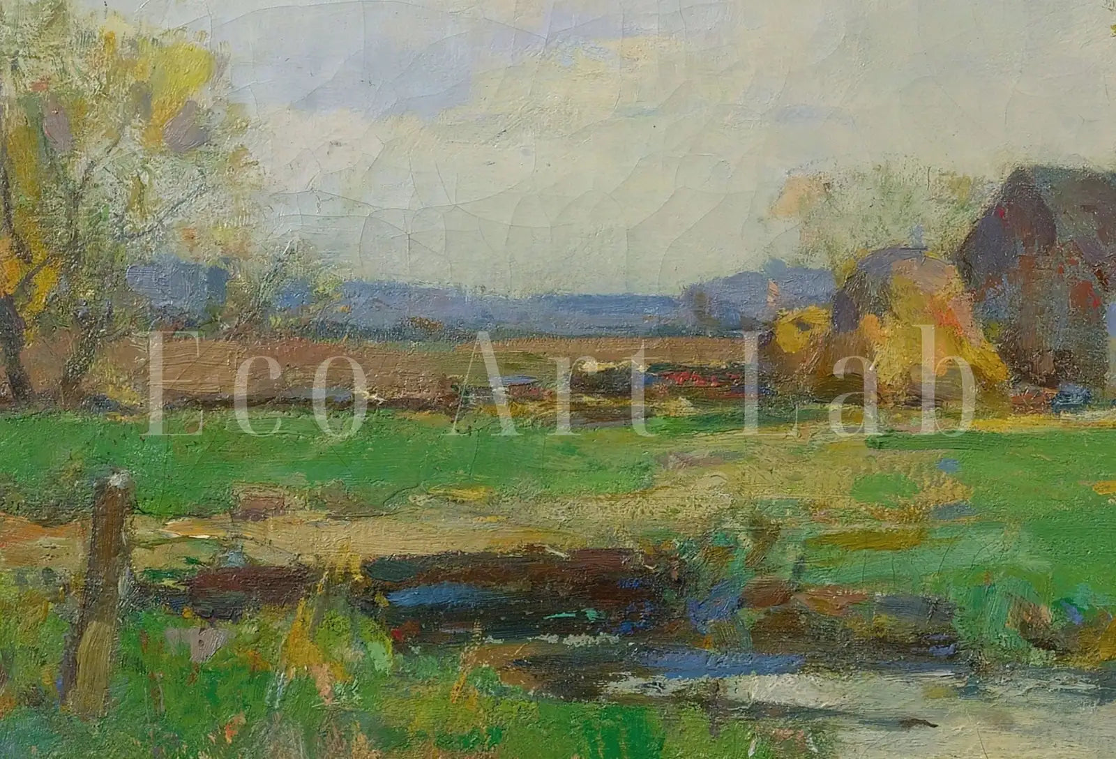 Second included artwork preview from Country Field Printable. Spring Meadow Landscape Painting. Vintage Landscape Print. Farmhouse Decor. Antique Rustic Field Print featuring various scenes.