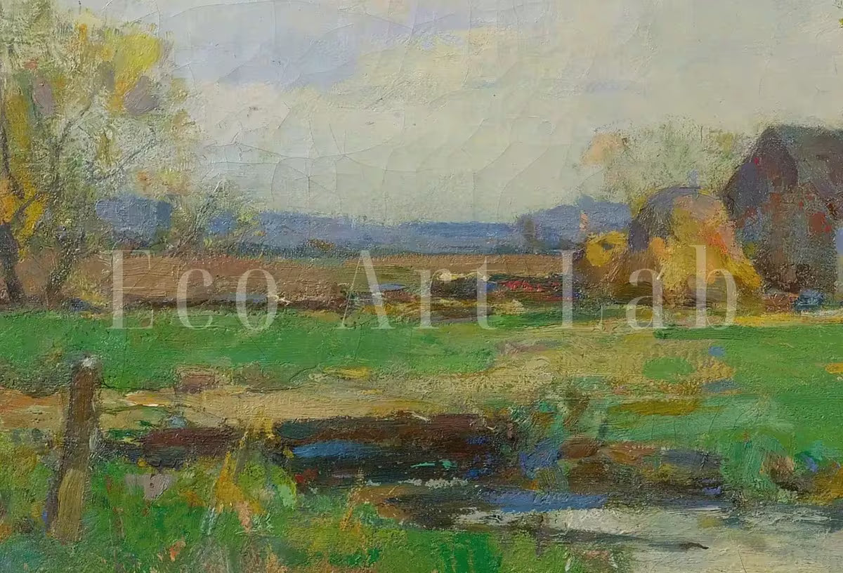 Country Field Printable. Spring Meadow Landscape Painting. Vintage Landscape Print. Farmhouse Decor. Antique Rustic Field Print – Printable Wall Art