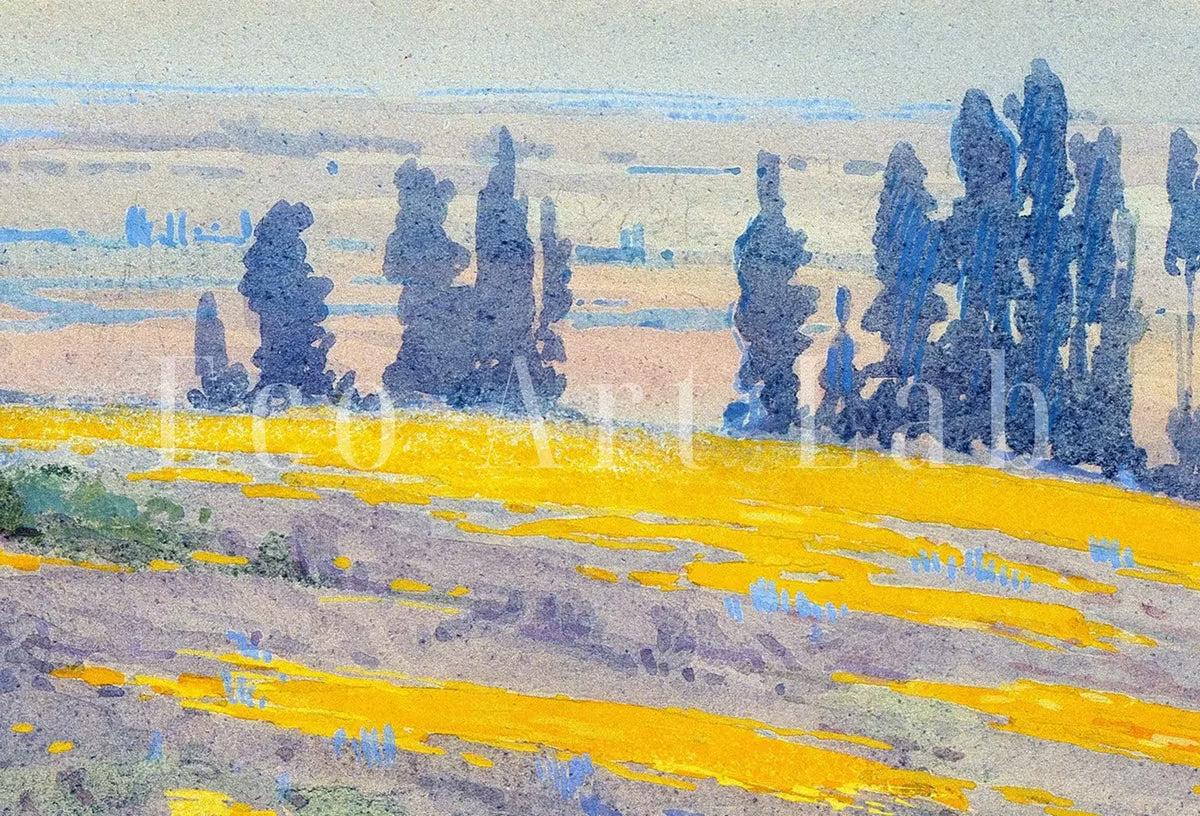 Country Field Soft Colors Watercolor Painting. California Spring Landscape. Spring Painting Vintage Landscape Print. Farmhouse Country Print – Printable Wall Art