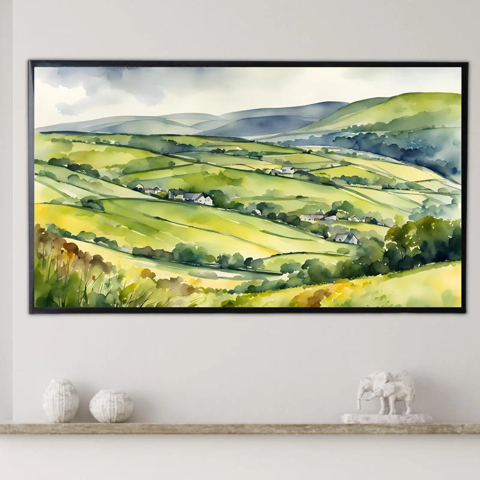 Countryside Art For Frame TV. Watercolor Decor For Samsung Frame TV. Wild Flowers Landscape 4K Display – Frame TV Digital Download Art – Digital Download