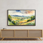 Countryside Landscape Wall Art. Watercolor Minimalist Fields Painting. Frame TV 4K Colorful Nature Scenery. – Frame TV Digital Download Art – Digital Download