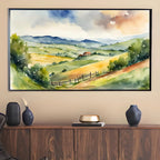 Countryside Landscape Wall Art. Watercolor Minimalist Fields Painting. Frame TV 4K Colorful Nature Scenery. – Frame TV Digital Download Art – Digital Download