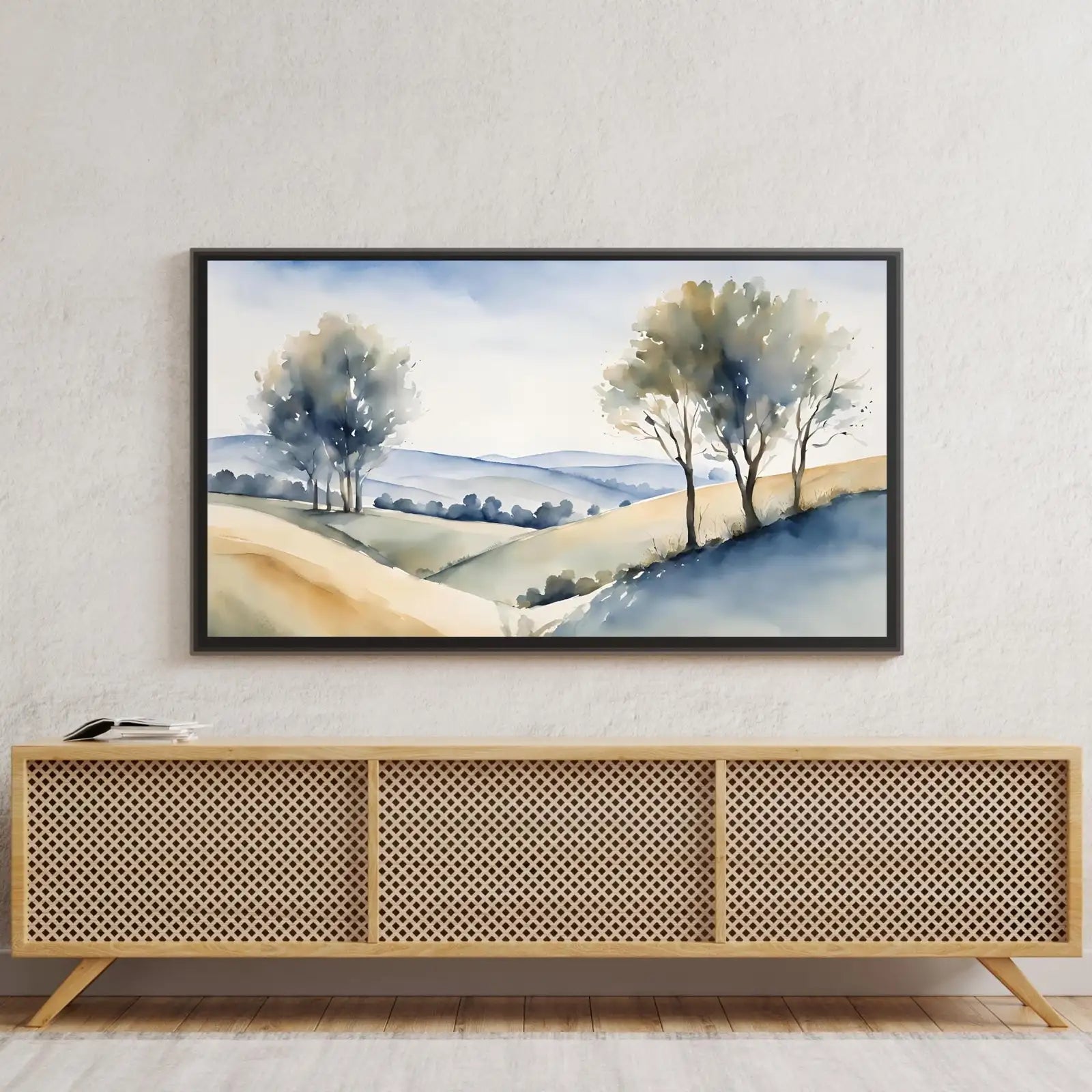Countryside Painting For Frame TV Art. Watercolor Art For Samsung Frame TV. Minimalist Decor For Modern Home. – Frame TV Digital Download Art – Digital Download