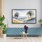 Countryside Painting For Frame TV Art. Watercolor Art For Samsung Frame TV. Minimalist Decor For Modern Home. – Frame TV Digital Download Art – Digital Download