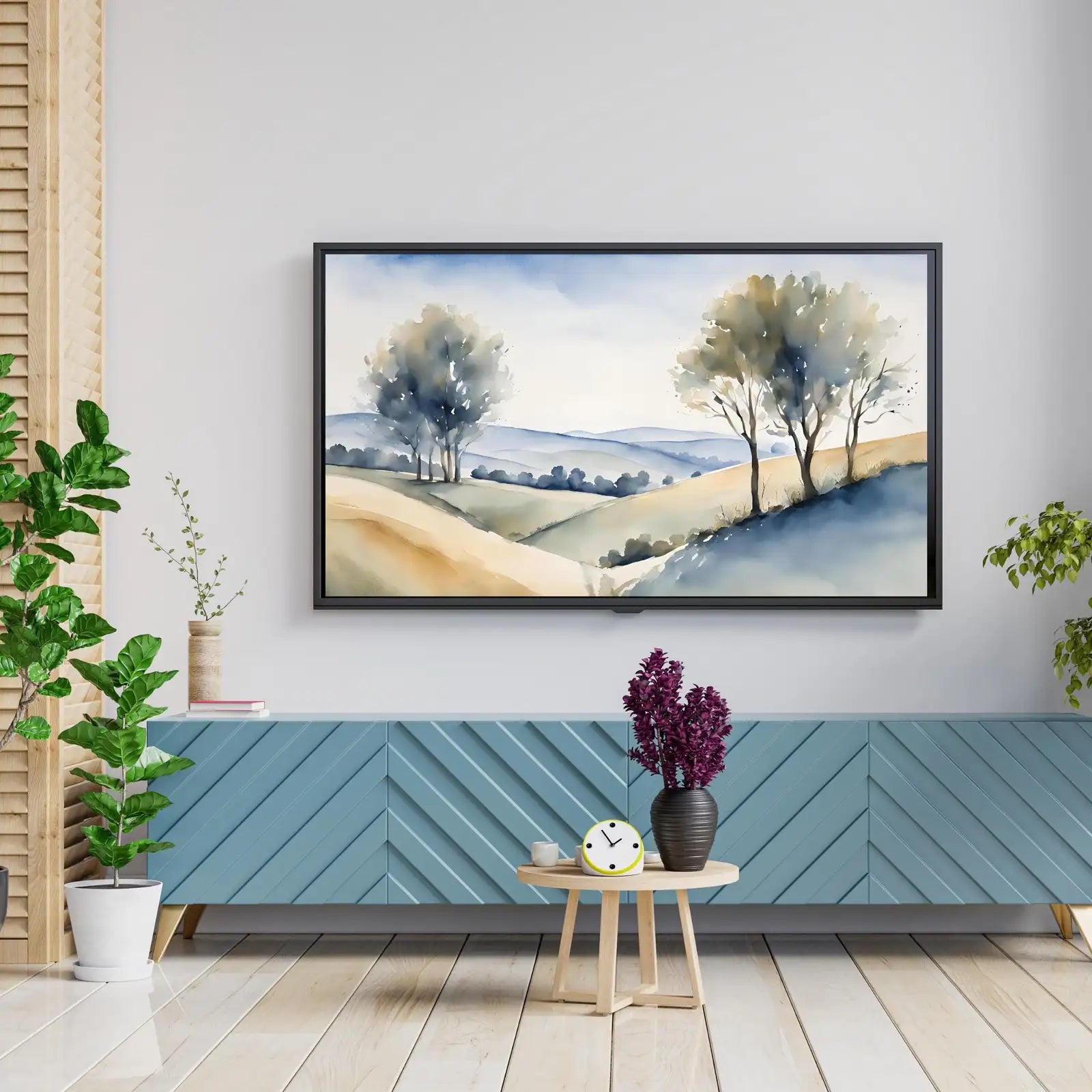 Countryside Painting For Frame TV Art. Watercolor Art For Samsung Frame TV. Minimalist Decor For Modern Home. – Frame TV Digital Download Art – Digital Download