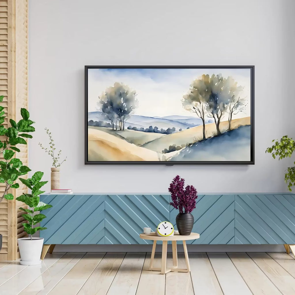 Countryside Painting For Frame TV Art. Watercolor Art For Samsung Frame TV. Minimalist Decor For Modern Home. – Frame TV  Art