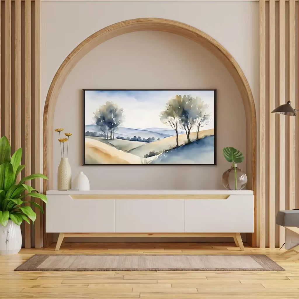 Countryside Painting For Frame TV Art. Watercolor Art For Samsung Frame TV. Minimalist Decor For Modern Home. – Frame TV  Art