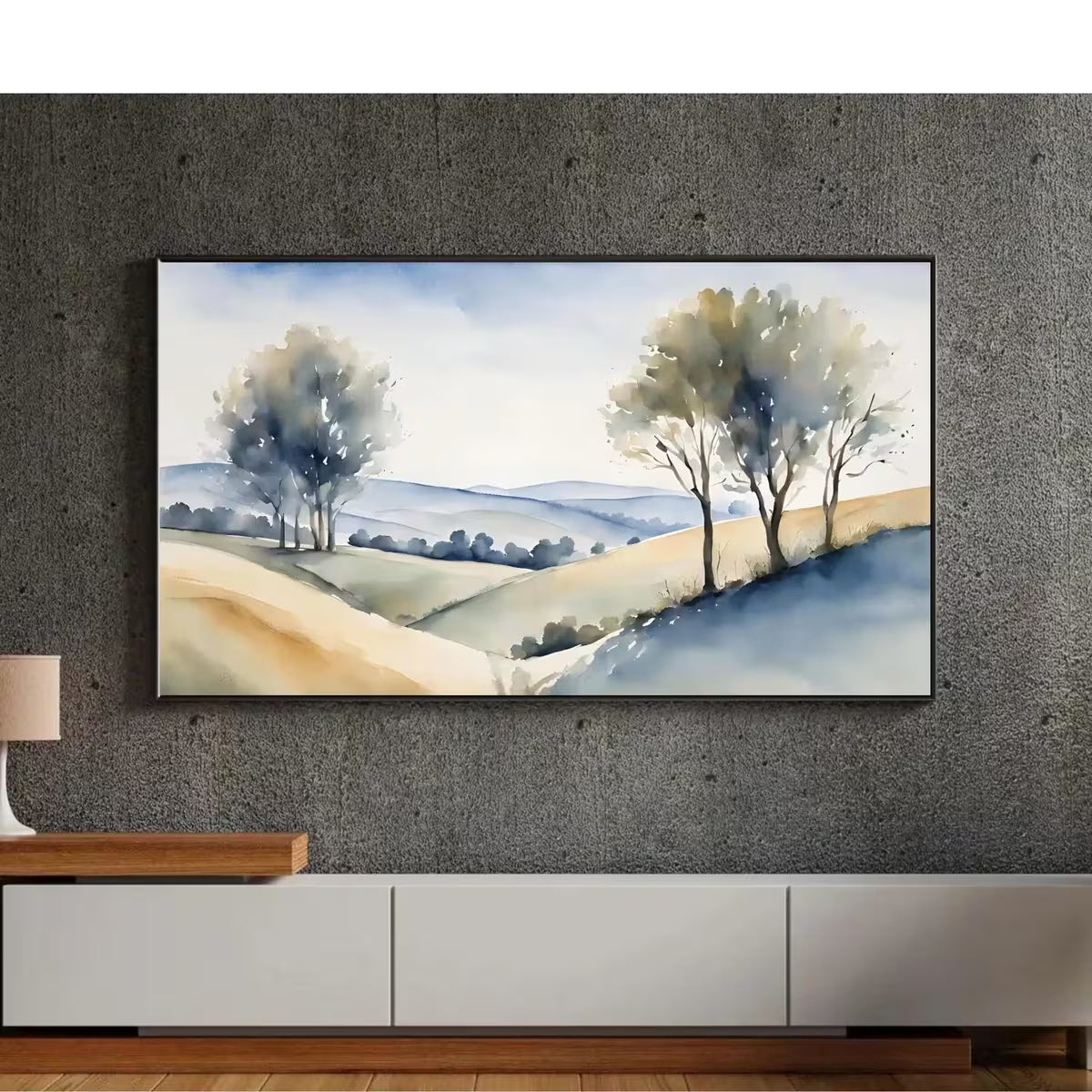 Countryside Painting For Frame TV Art. Watercolor Art For Samsung Frame TV. Minimalist Decor For Modern Home. – Frame TV  Art