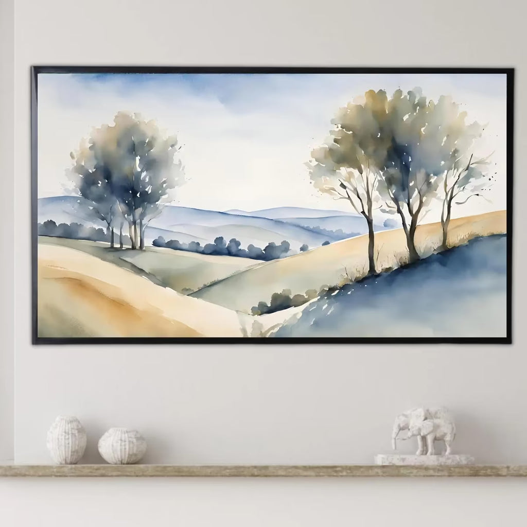 Countryside Painting For Frame TV Art. Watercolor Art For Samsung Frame TV. Minimalist Decor For Modern Home. – Frame TV  Art