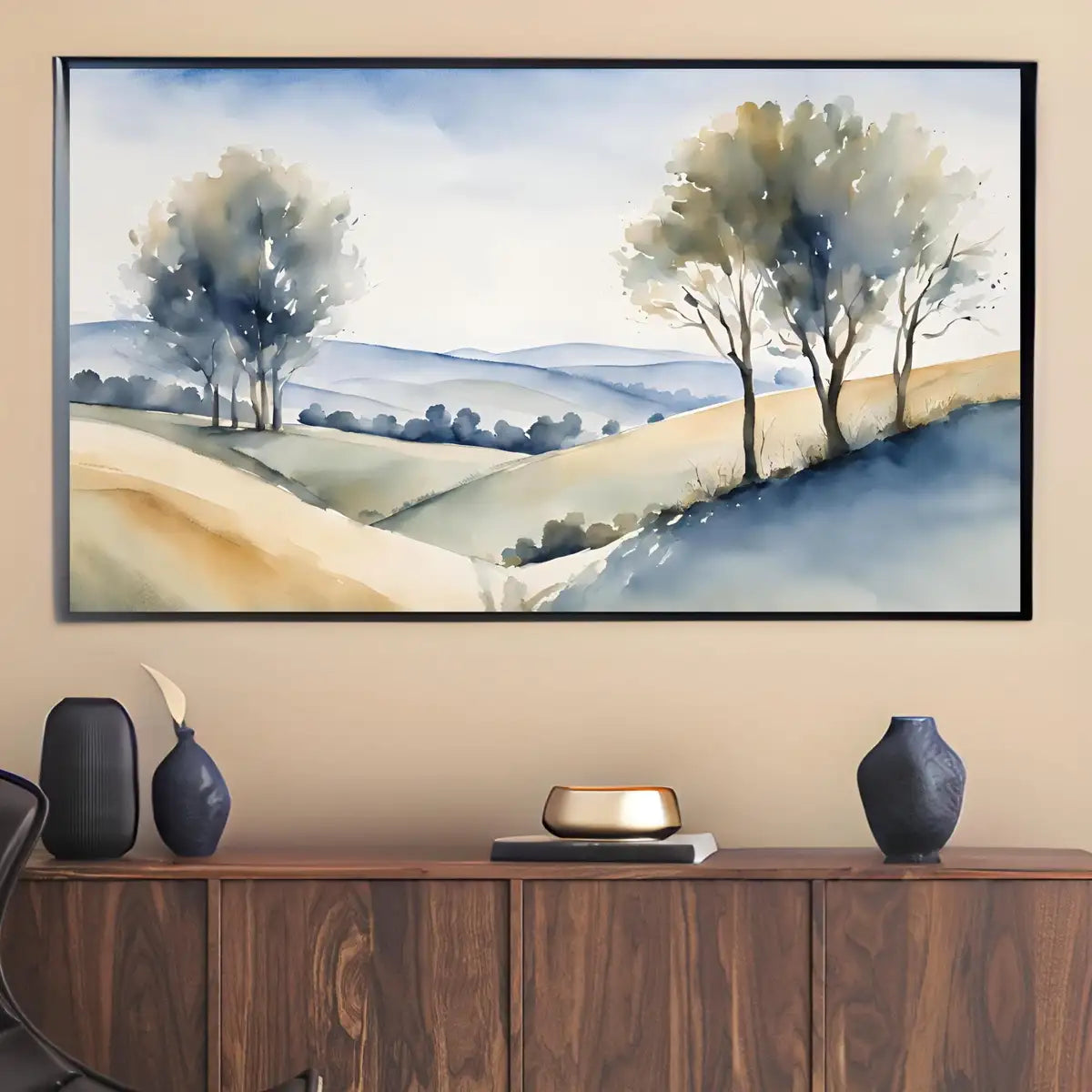 Countryside Painting For Frame TV Art. Watercolor Art For Samsung Frame TV. Minimalist Decor For Modern Home. – Frame TV Digital Download Art – Digital Download