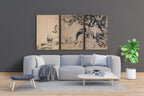 Included artwork preview showing first selection of artworks from Cranes Vintage Tropical Birds Printable Wall Art. Set of 3 Prints. Wildlife Vintage Japanese Print Set. Instant Download. 3 Piece Wall Art.