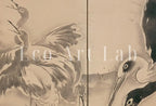 Second included artwork preview from Cranes Vintage Tropical Birds Printable Wall Art. Set of 3 Prints. Wildlife Vintage Japanese Print Set. Instant Download. 3 Piece Wall Art featuring various scenes.
