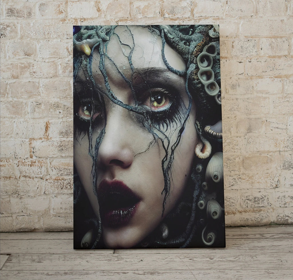 Second included artwork preview from Creepy Gothic Mermaid Art. Printable Wall Art. Dark Mermaid Digital Painting. Instant Download. Mermaid Portrait Painting. Horror Scary Art featuring various scenes.