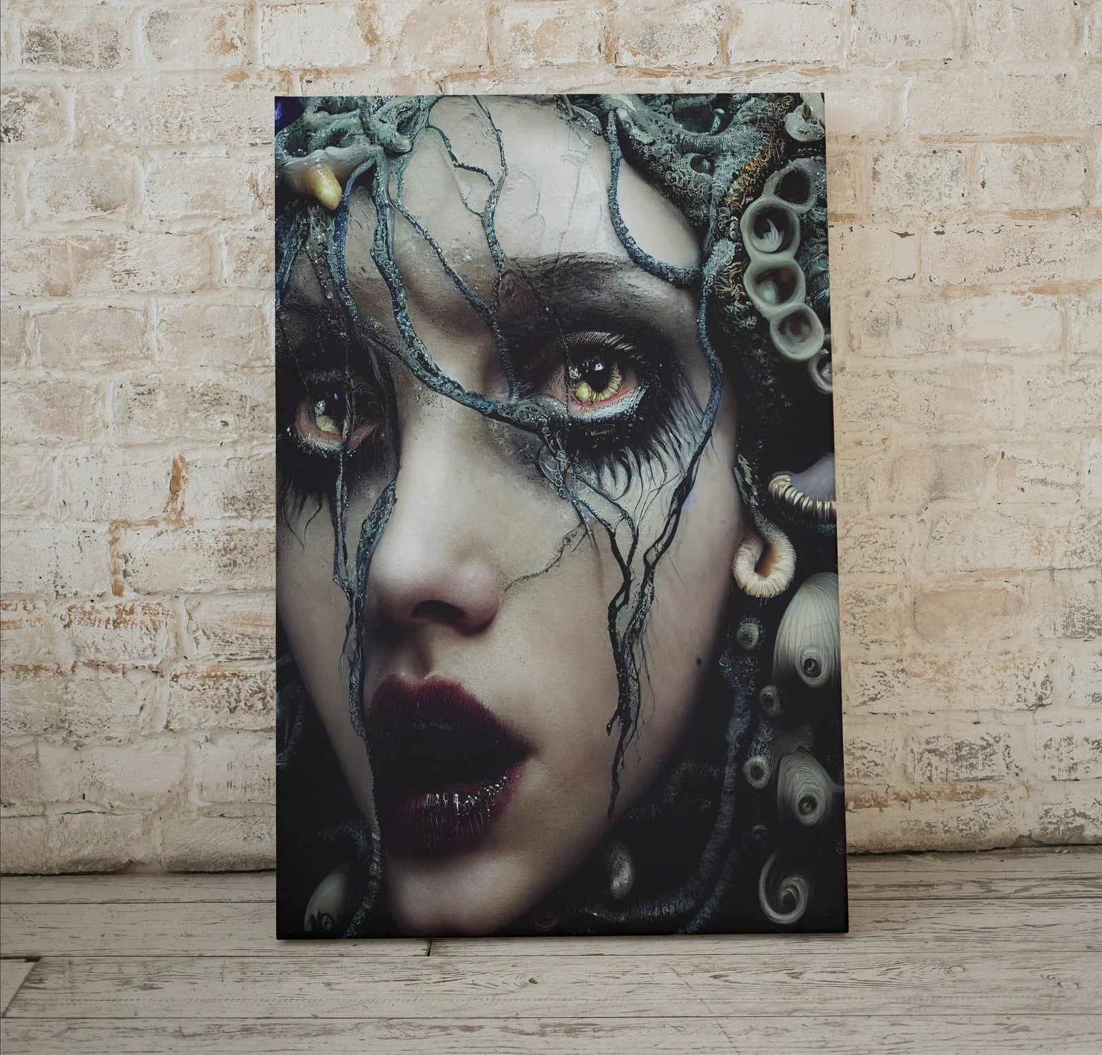 Second included artwork preview from Creepy Gothic Mermaid Art. Printable Wall Art. Dark Mermaid Digital Painting. Instant Download. Mermaid Portrait Painting. Horror Scary Art featuring various scenes.