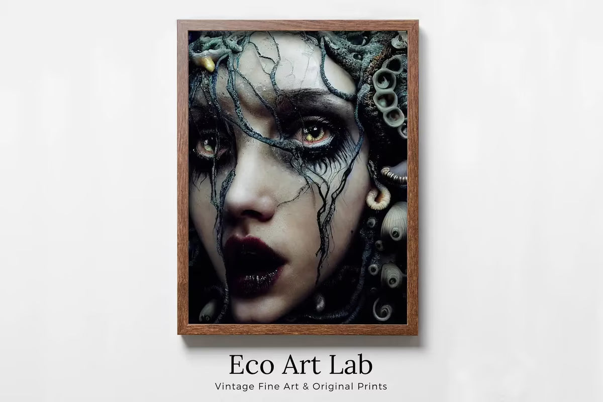 Creepy Gothic Mermaid Art. Printable Wall Art. Dark Mermaid Digital Painting. Instant Download. Mermaid Portrait Painting. Horror Scary Art – Printable Wall Art