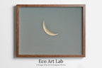 Framed view of Crescent Moon Print. Boho Minimalist Moon Phase Wall Art. Lunar Print Poster, Celestial Wall Decor. Intant Download Boho Moon Art. Stars Art – printable wall art digital download.