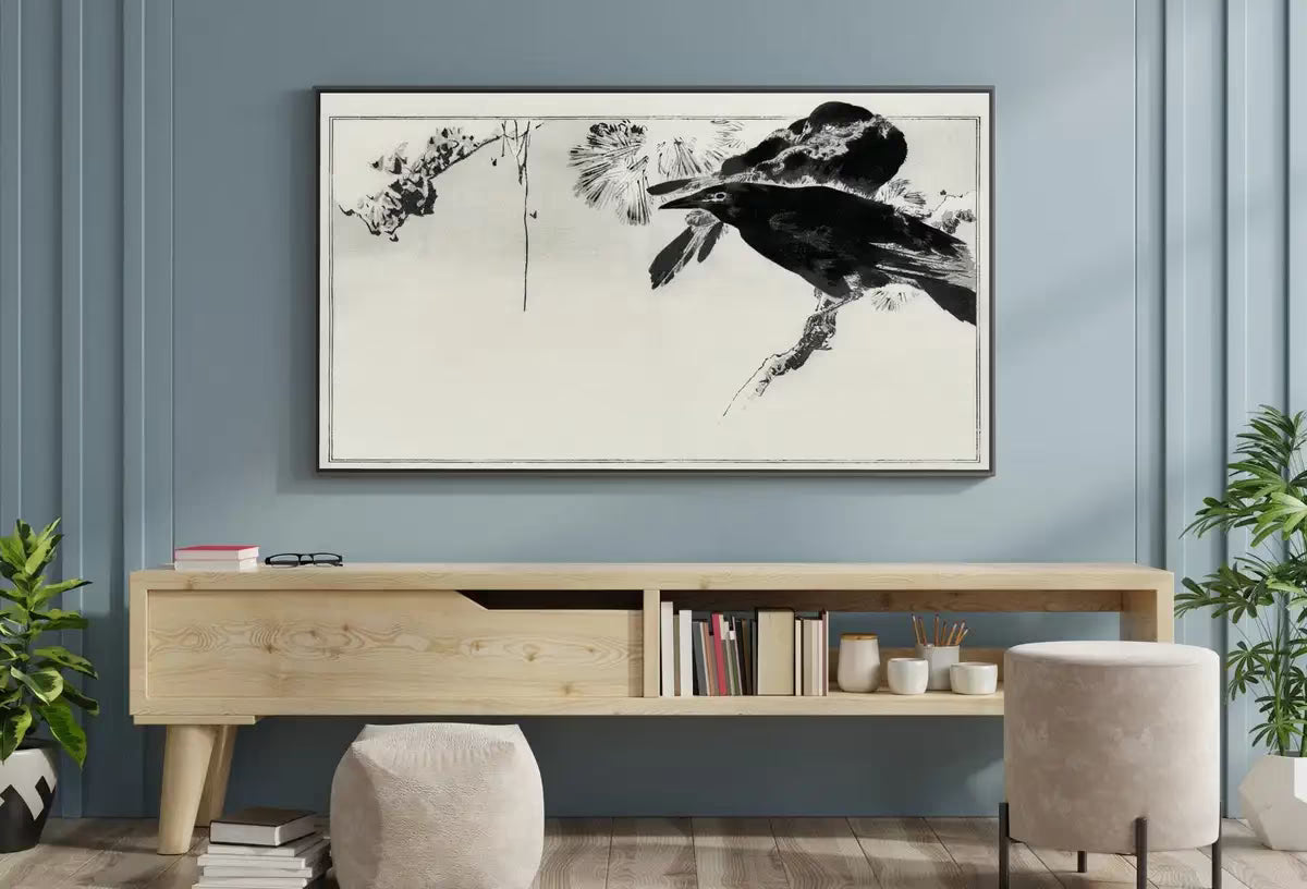 Crows Perched on a Branch Frame TV Art. Vintage Japanese Painting Samsung Art TV,  for Samsung Frame, Frame TV Art – Frame TV  Art