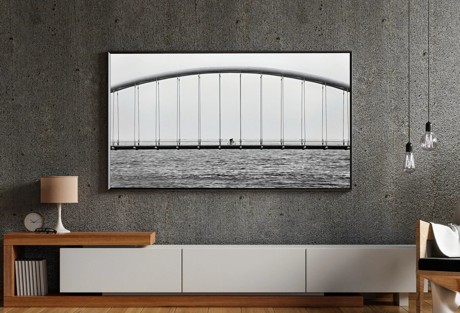 Cyclist on Bridge Black and White Frame TV Art. Digital Download Wall Art, Artwork for The Frame TV, Architecture Art for Samsung Frame – Frame TV Digital Download Art – Digital Download
