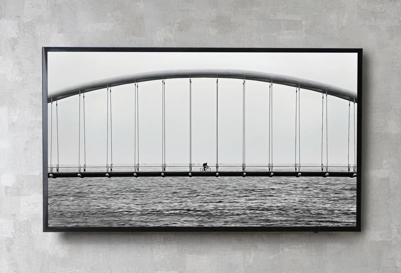Cyclist on Bridge Black and White Frame TV Art. Digital Download Wall Art, Artwork for The Frame TV, Architecture Art for Samsung Frame – Frame TV Digital Download Art – Digital Download