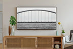 Cyclist on Bridge Black and White Frame TV Art. Digital Download Wall Art, Artwork for The Frame TV, Architecture Art for Samsung Frame – Frame TV Digital Download Art – Digital Download