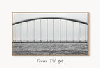 Cyclist on Bridge Black and White Frame TV Art. Digital Download Wall Art, Artwork for The Frame TV, Architecture Art for Samsung Frame – Frame TV Digital Download Art – Digital Download