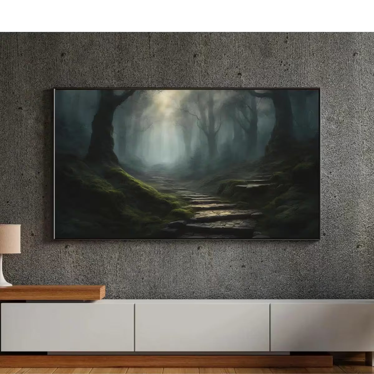 Dark Forest Art For Samsung Frame TV I Watercolor Landscape Wall Decor I 4K Frame TV Dark Academia Painting – Frame TV  Art