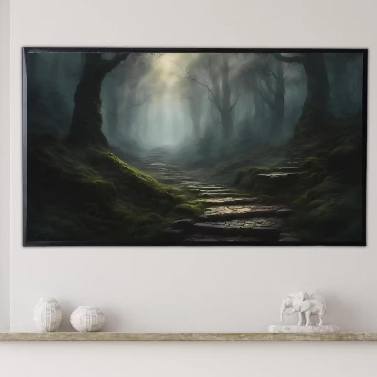 Dark Forest Art For Samsung Frame TV I Watercolor Landscape Wall Decor I 4K Frame TV Dark Academia Painting – Frame TV  Art