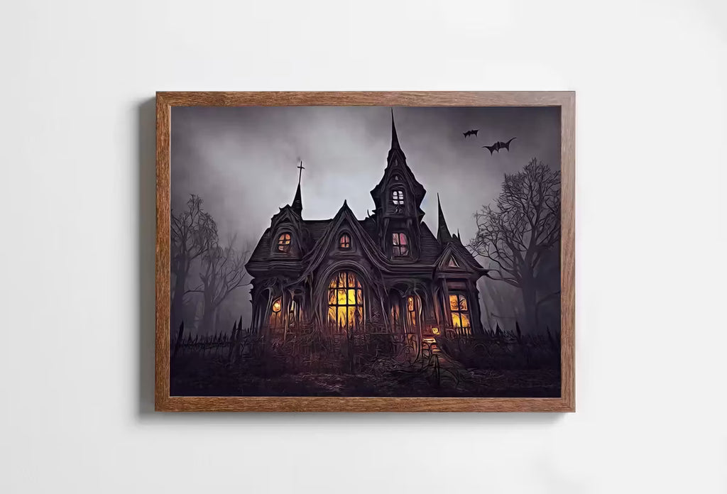 Dark Gothic Scary Haunted Mansion Print. Halloween Printable Wall Art. Horror Halloween Painting. Instant Download Art Print. Fall Decor – Printable Wall Art