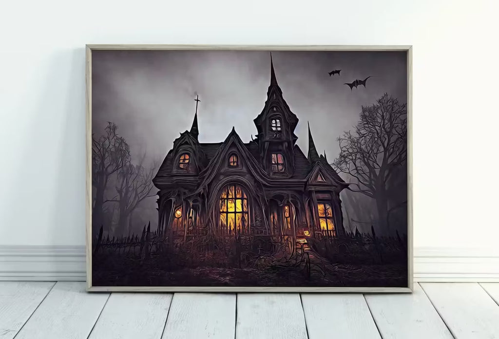 Dark Gothic Scary Haunted Mansion Print. Halloween Printable Wall Art. Horror Halloween Painting. Instant Download Art Print. Fall Decor – Printable Wall Art