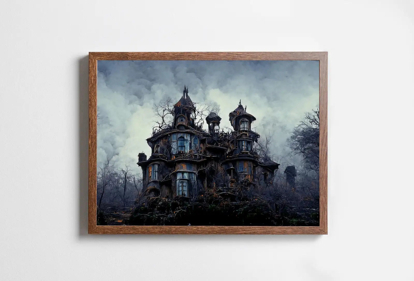 Included artwork preview showing first selection of artworks from Dark Scary Haunted Mansion Gothic Print. Halloween Printable Wall Art. Horror Halloween Painting. Instant Download Art Print. Fall Decor.