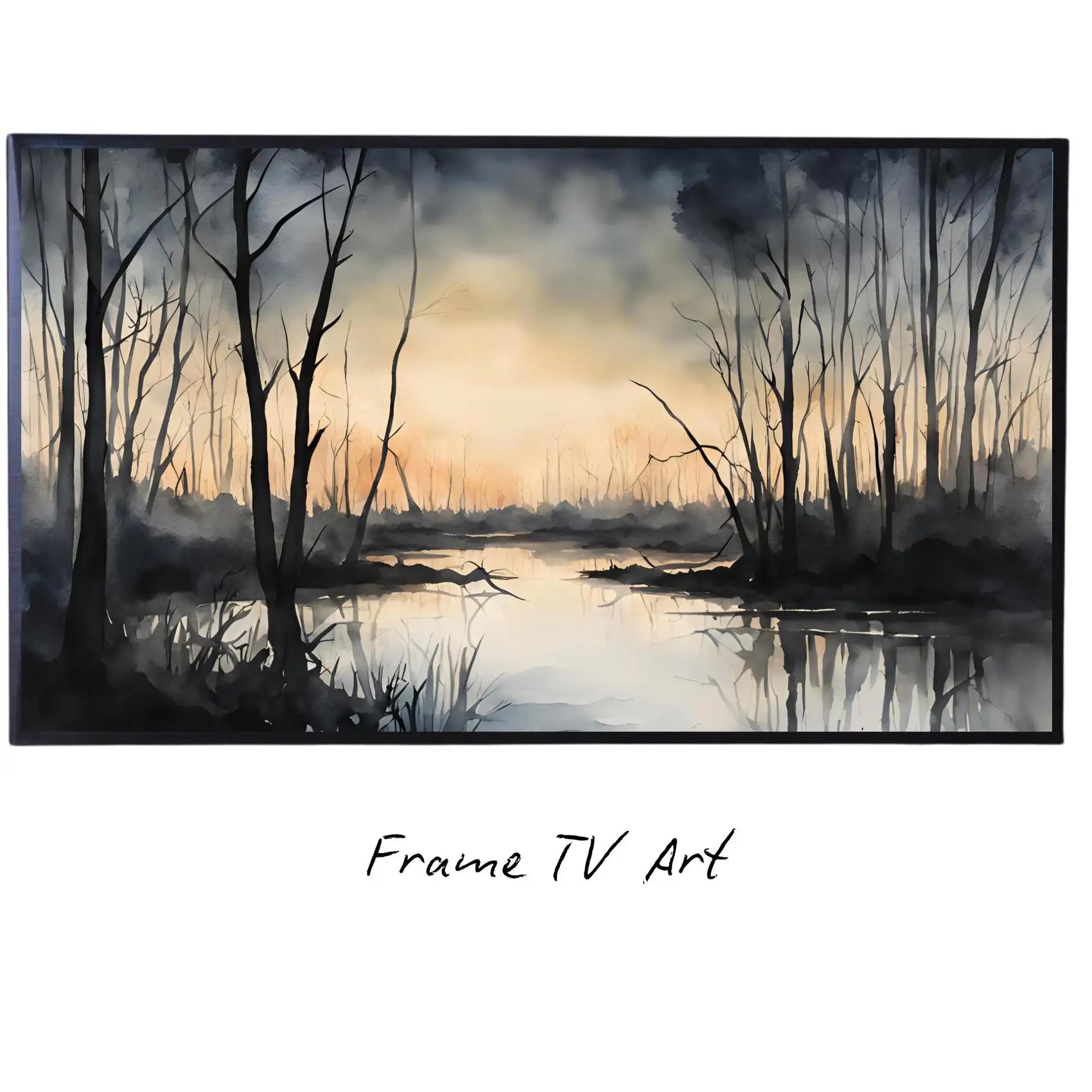 Dark Sunset Art for The Frame TV I Forest Minimalist Decor I Minimalist Watercolor for Samsung Frame TV – Frame TV Art Set (Digital Download) – Digital Download