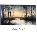 Dark Sunset Art for The Frame TV I Forest Minimalist Decor I Minimalist Watercolor for Samsung Frame TV – Frame TV Art Set