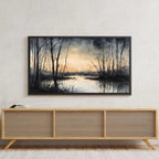 Dark Sunset Art for The Frame TV I Forest Minimalist Decor I Minimalist Watercolor for Samsung Frame TV – Frame TV Art Set