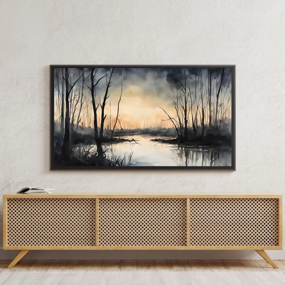 Dark Sunset Art for The Frame TV I Forest Minimalist Decor I Minimalist Watercolor for Samsung Frame TV – Frame TV Art Set