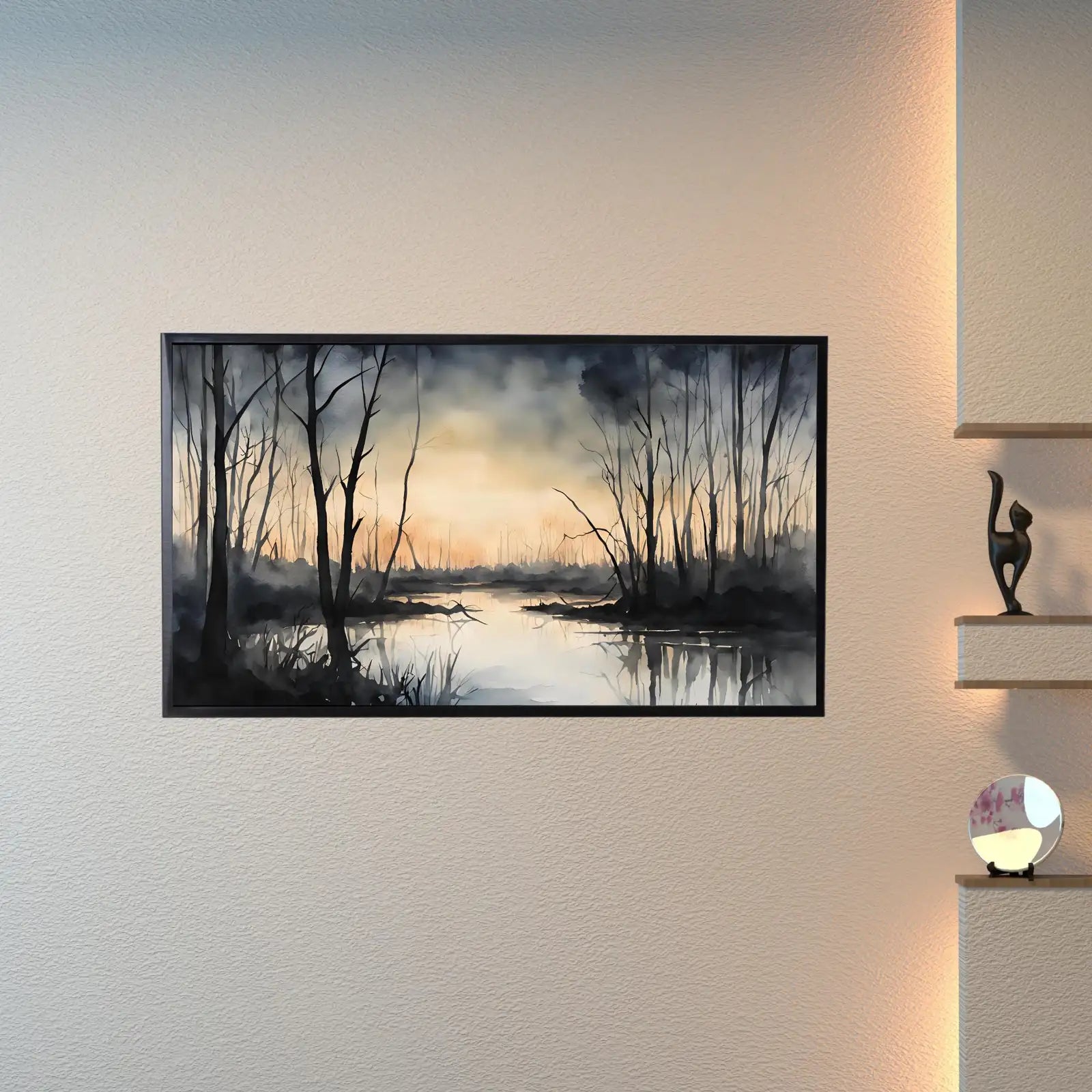 Dark Sunset Art for The Frame TV I Forest Minimalist Decor I Minimalist Watercolor for Samsung Frame TV – Frame TV Art Set (Digital Download) – Digital Download