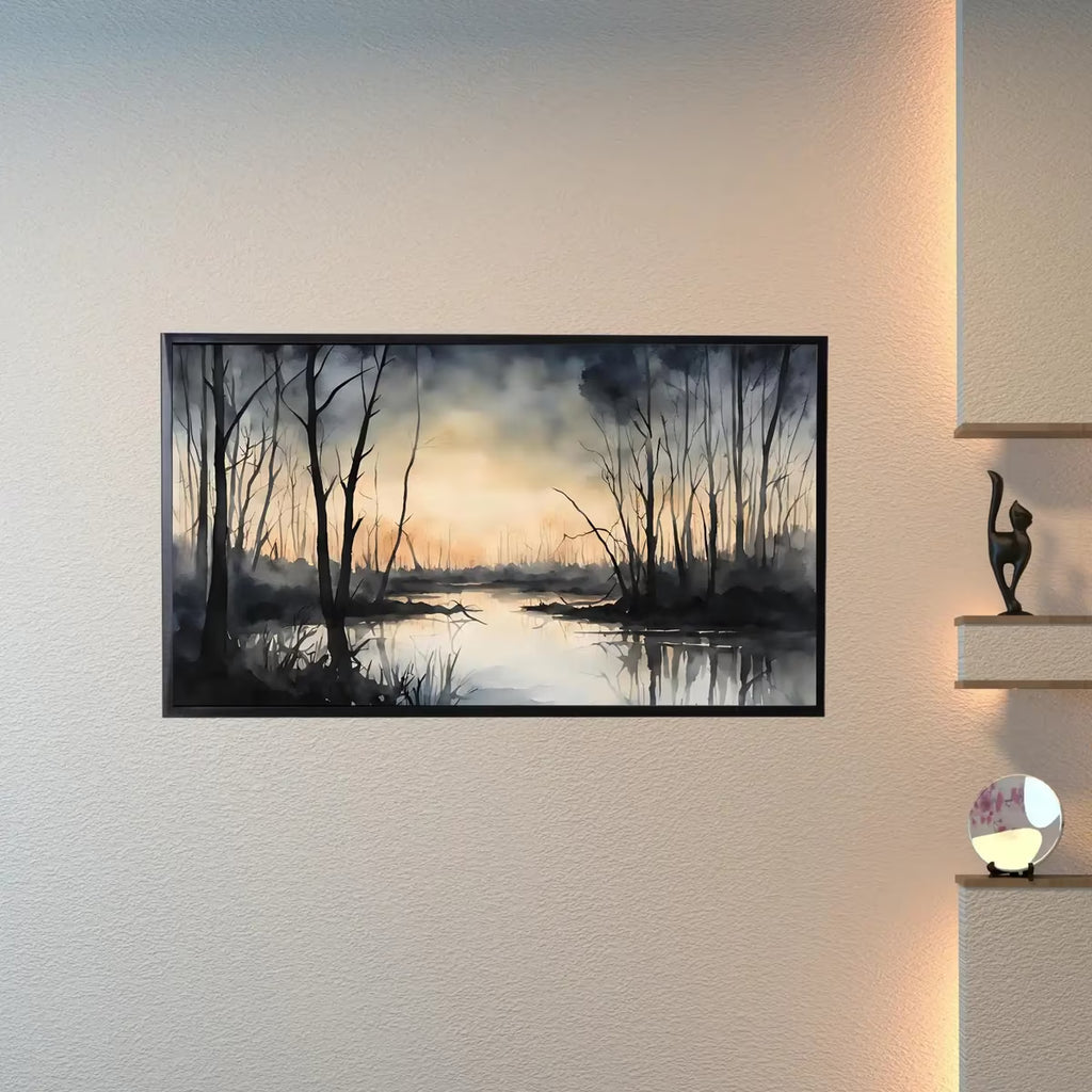 Dark Sunset Art for The Frame TV I Forest Minimalist Decor I Minimalist Watercolor for Samsung Frame TV – Frame TV Art Set