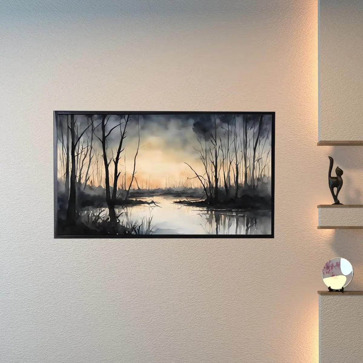 Dark Sunset Art for The Frame TV I Forest Minimalist Decor I Minimalist Watercolor for Samsung Frame TV – Frame TV Art Set