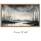 Dark Swamp Art for Samsung Frame TV I Watercolor Decor for Frame TV I Minimalist Design Digital Art for Home Interior – Frame TV Digital Download Art – Digital Download
