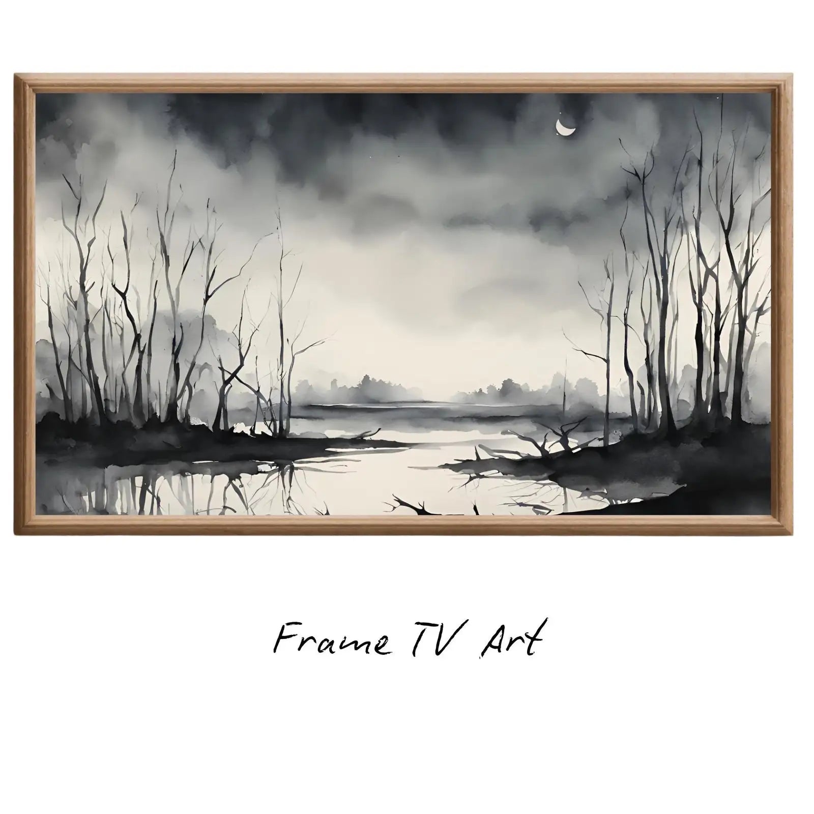 Dark Swamp Art for Samsung Frame TV I Watercolor Decor for Frame TV I Minimalist Design Digital Art for Home Interior – Frame TV Digital Download Art – Digital Download