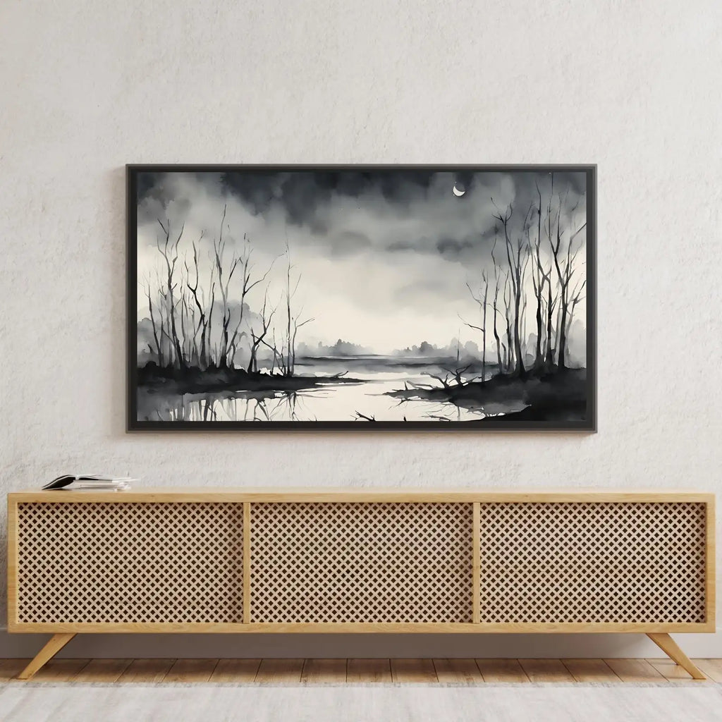 Dark Swamp Art for Samsung Frame TV I Watercolor Decor for Frame TV I Minimalist Design Digital Art for Home Interior – Frame TV Digital Download Art – Digital Download