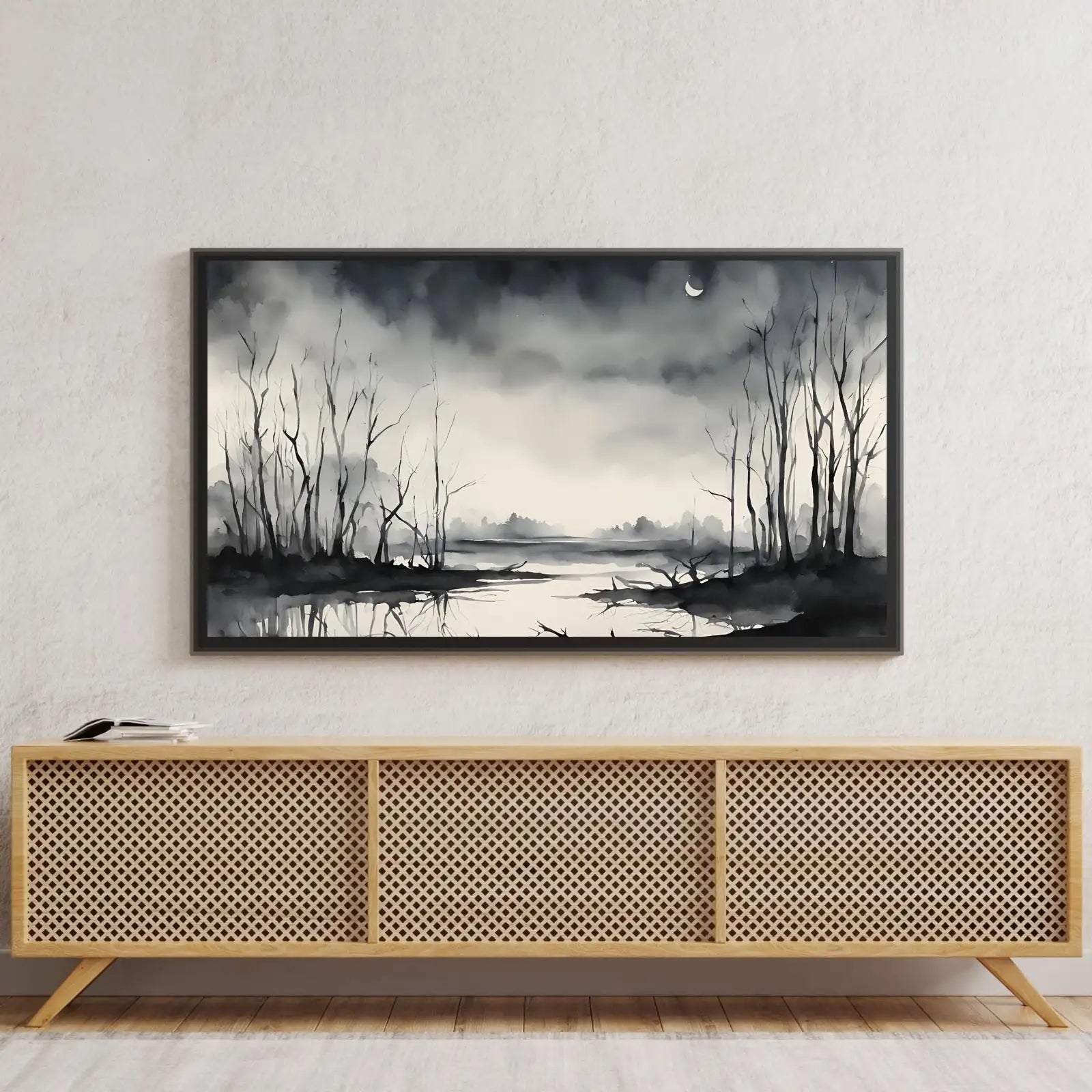 Dark Swamp Art for Samsung Frame TV I Watercolor Decor for Frame TV I Minimalist Design Digital Art for Home Interior – Frame TV Digital Download Art – Digital Download