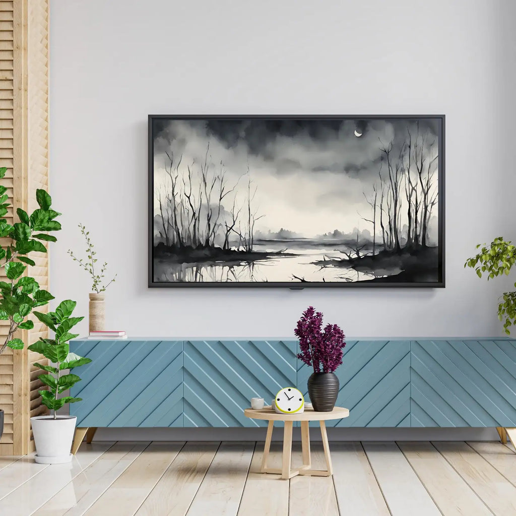 Dark Swamp Art for Samsung Frame TV I Watercolor Decor for Frame TV I Minimalist Design Digital Art for Home Interior – Frame TV Digital Download Art – Digital Download