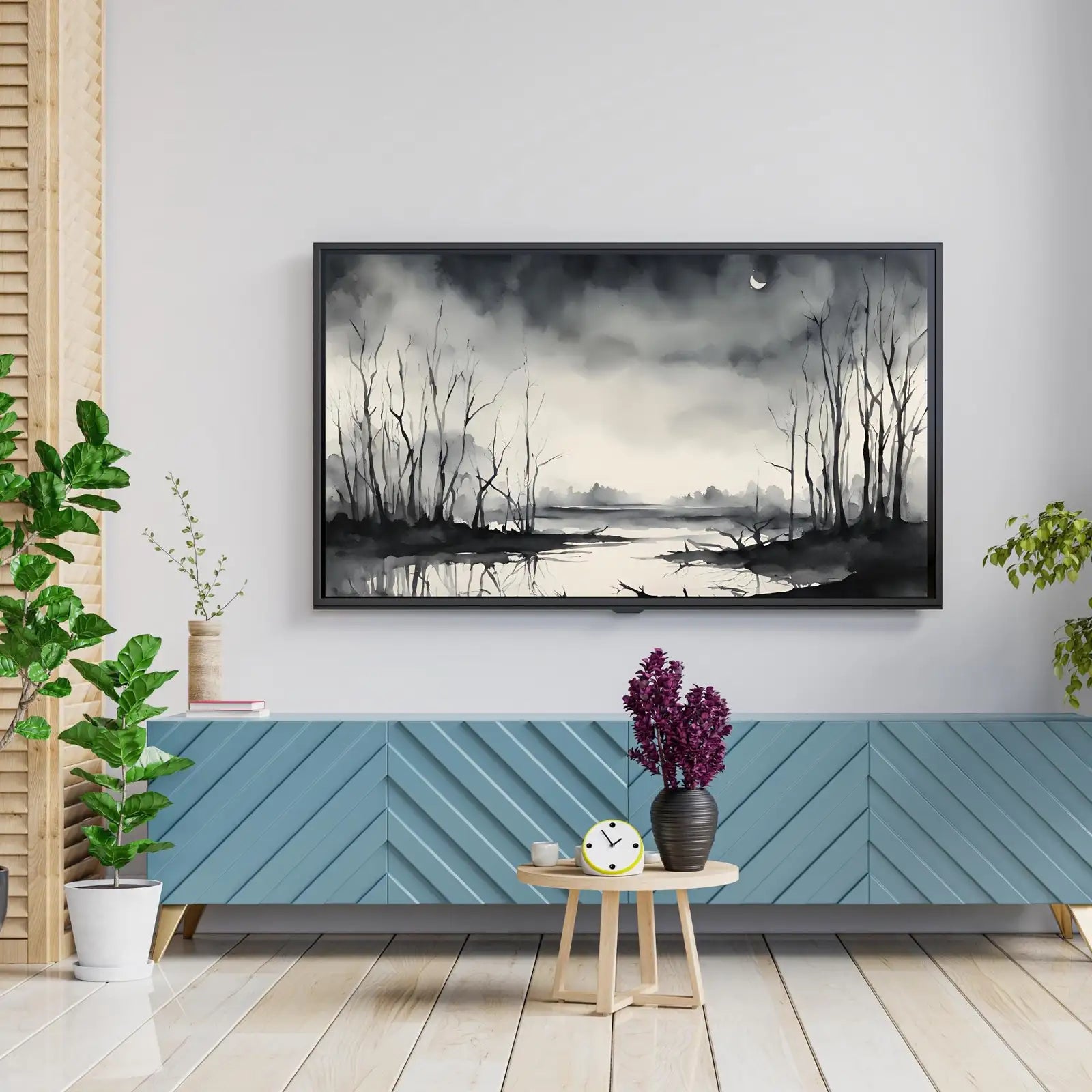 Dark Swamp Art for Samsung Frame TV I Watercolor Decor for Frame TV I Minimalist Design Digital Art for Home Interior – Frame TV Digital Download Art – Digital Download