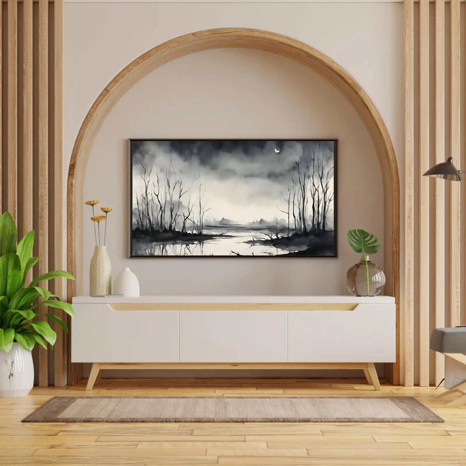 Dark Swamp Art for Samsung Frame TV I Watercolor Decor for Frame TV I Minimalist Design Digital Art for Home Interior – Frame TV Digital Download Art – Digital Download