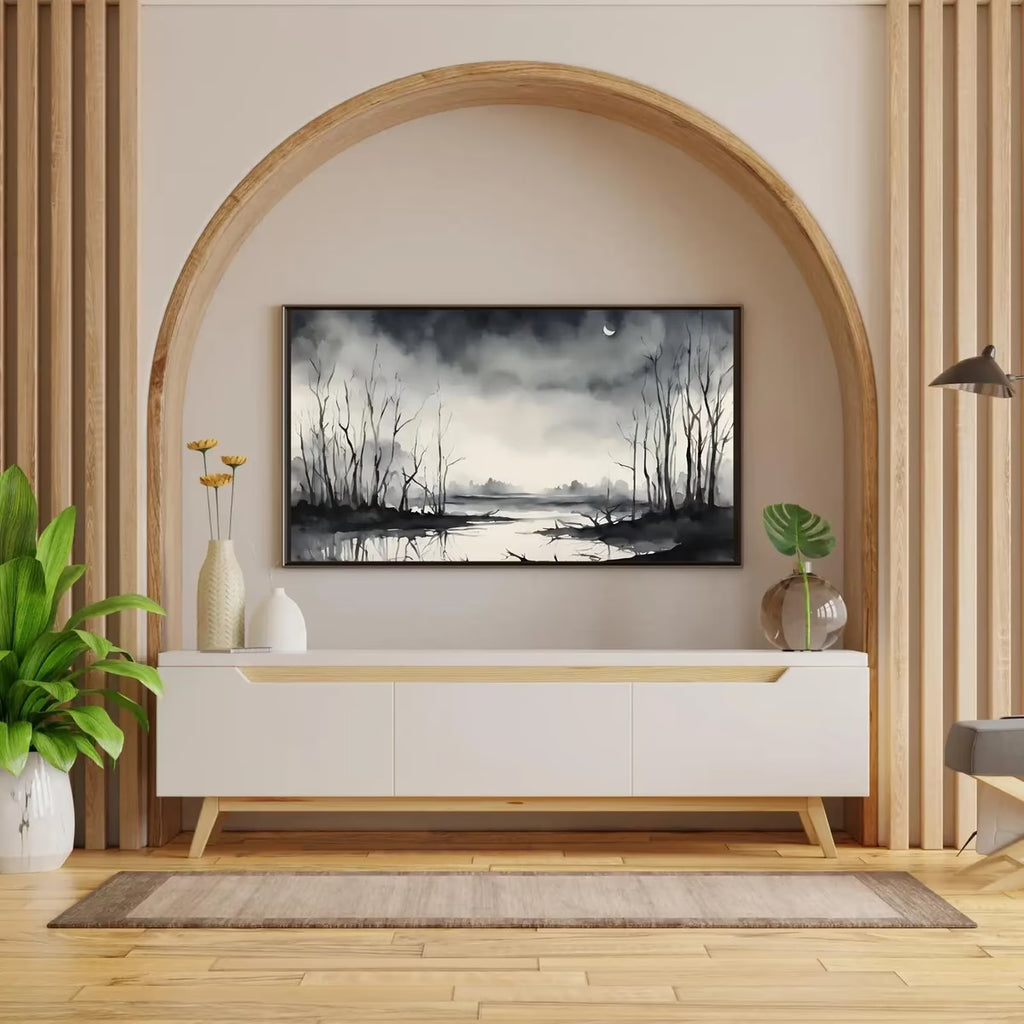Dark Swamp Art for Samsung Frame TV I Watercolor Decor for Frame TV I Minimalist Design Digital Art for Home Interior – Frame TV  Art