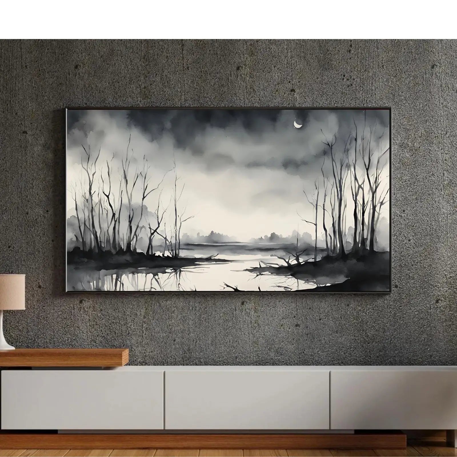 Dark Swamp Art for Samsung Frame TV I Watercolor Decor for Frame TV I Minimalist Design Digital Art for Home Interior – Frame TV Digital Download Art – Digital Download