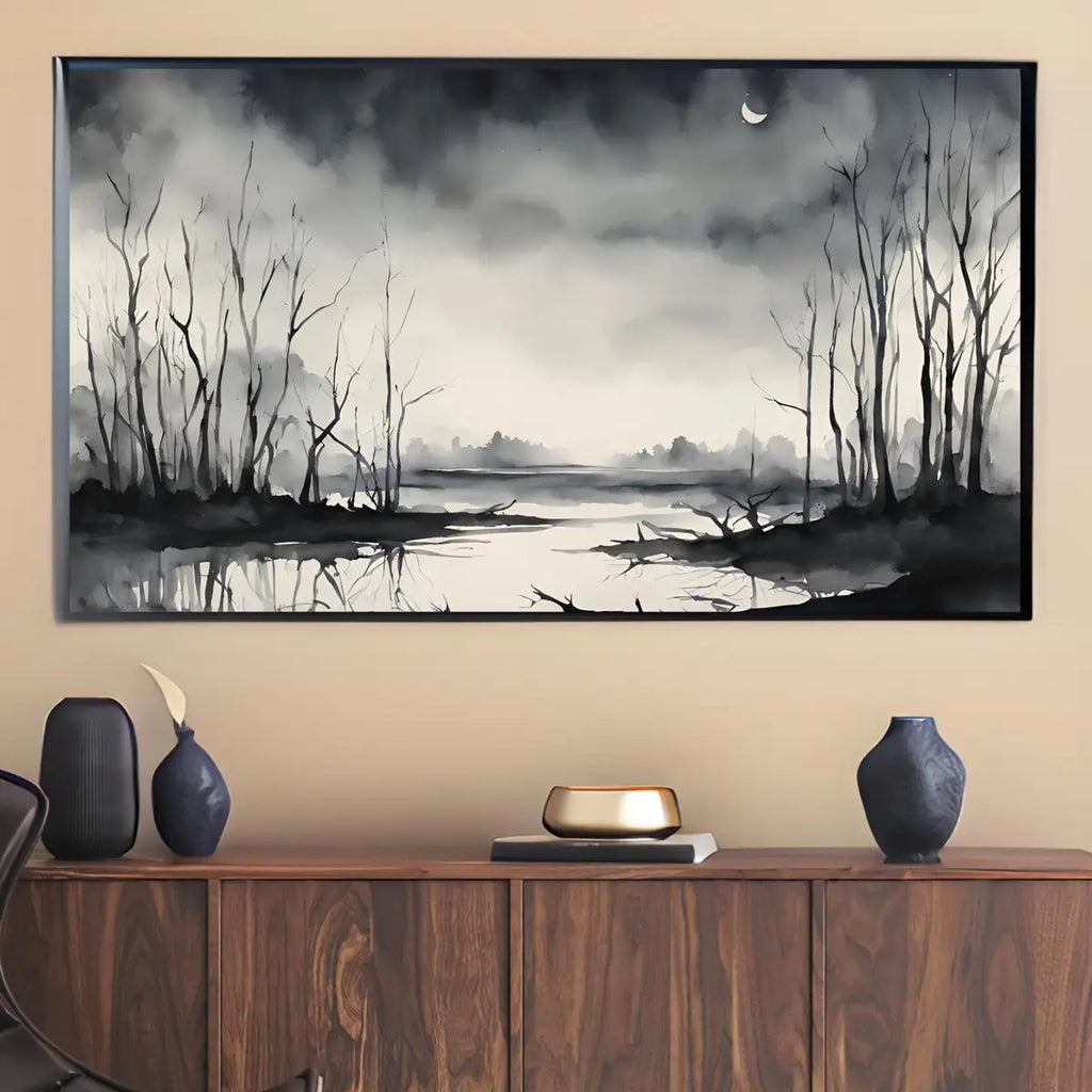 Dark Swamp Art for Samsung Frame TV I Watercolor Decor for Frame TV I Minimalist Design Digital Art for Home Interior – Frame TV Digital Download Art – Digital Download