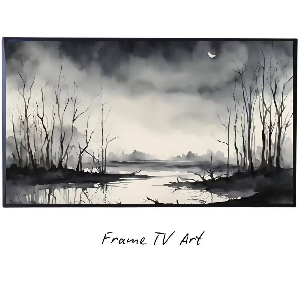 Dark Swamp Art for Samsung Frame TV I Watercolor Decor for Frame TV I Minimalist Design Digital Art for Home Interior – Frame TV  Art