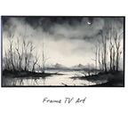 Dark Swamp Art for Samsung Frame TV I Watercolor Decor for Frame TV I Minimalist Design Digital Art for Home Interior – Frame TV Digital Download Art – Digital Download