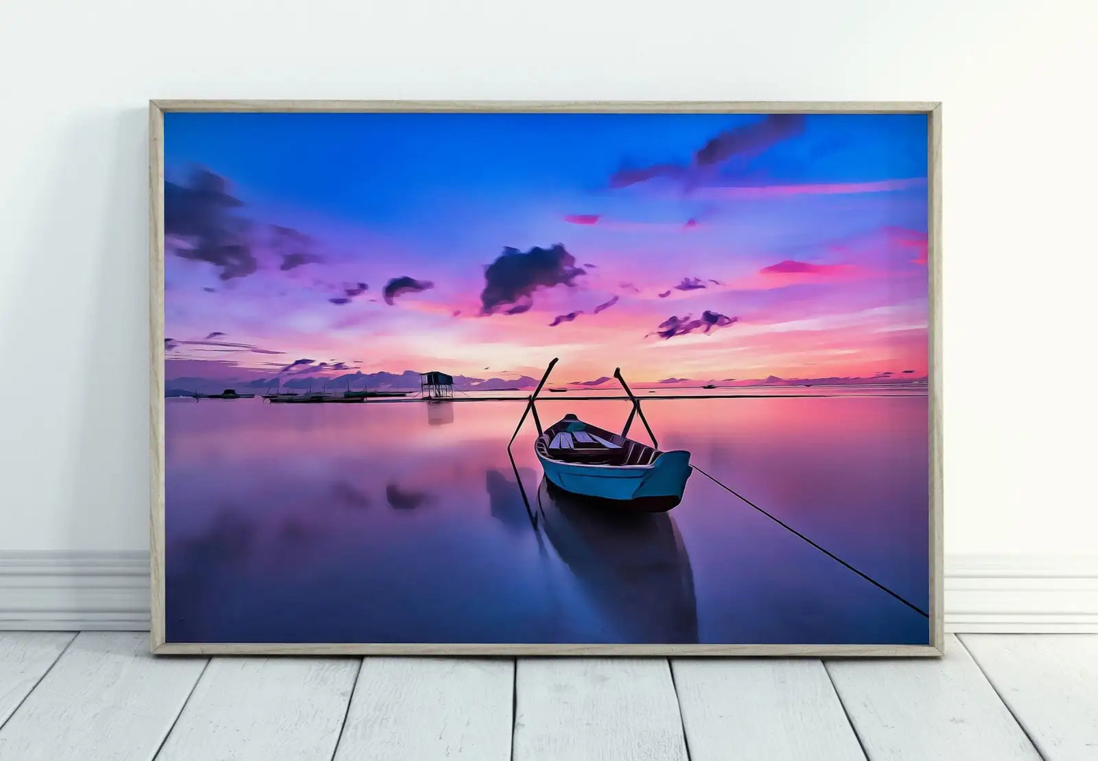 Included artwork preview showing first selection of artworks from Dawn with a Boat At Sea Print, Nautical Wall Decor. Printable Wall Art. Digital Print, Colorful Boat Printable Modern Wall Art, Boat Print.
